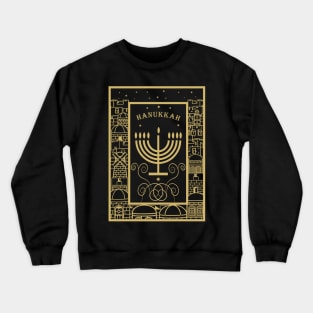 Happy Hanukkah Festival! Jewish Holiday Hanukkah Menorah traditional Chanukah Vintage gold pattern Crewneck Sweatshirt